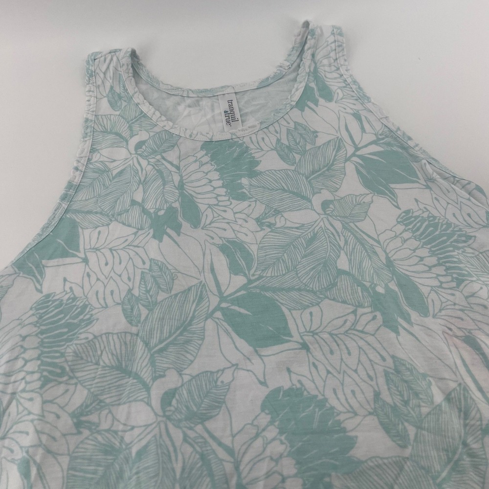 Cute Boho Tranquil & True Womens Green White Tropical Floral Racerback Tank Top